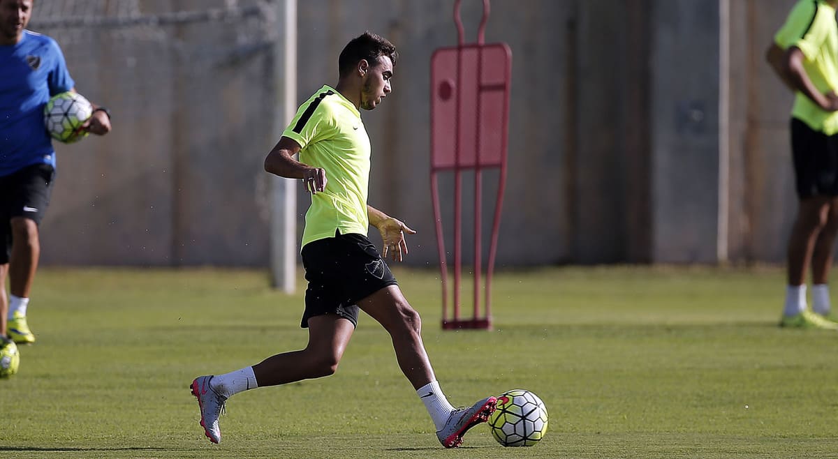 Ricardo Horta en una sesión de entrenamiento del Málaga CF