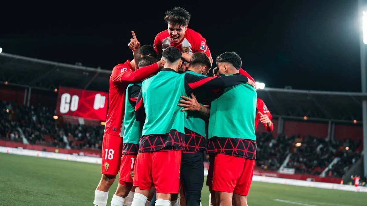 Los jugadores de la UD Almería celebran un gol anotado ante el Cádiz CF | UDA