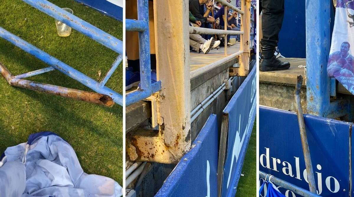 Rotura de las vallas del Estadio Francisco de la Hera en el encuentro entre el CD Extremadura y el Xerez Deportivo