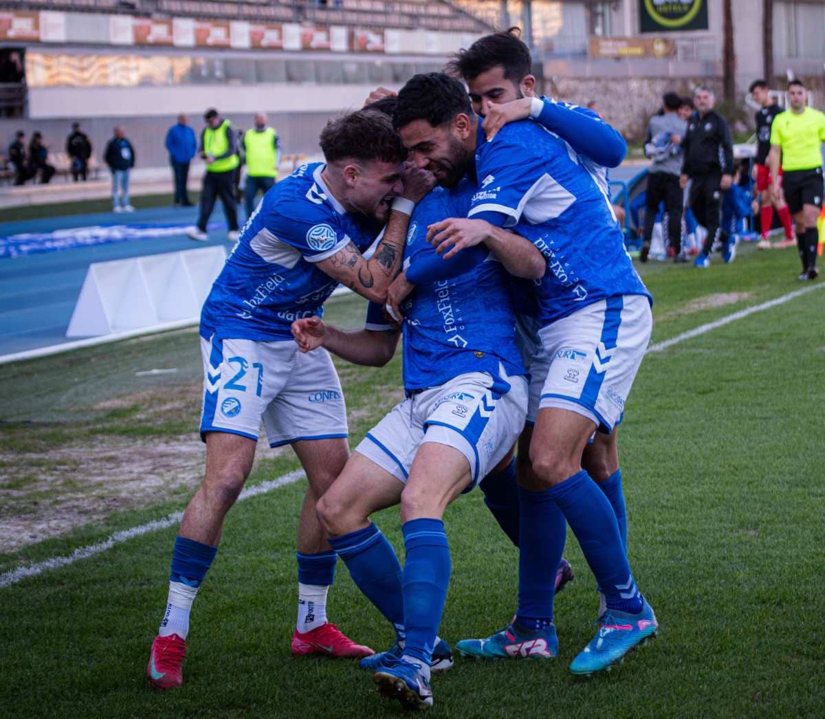 Celebración de un gol del Xerez Deportivo en el partido contra La Unión | José M. Partida