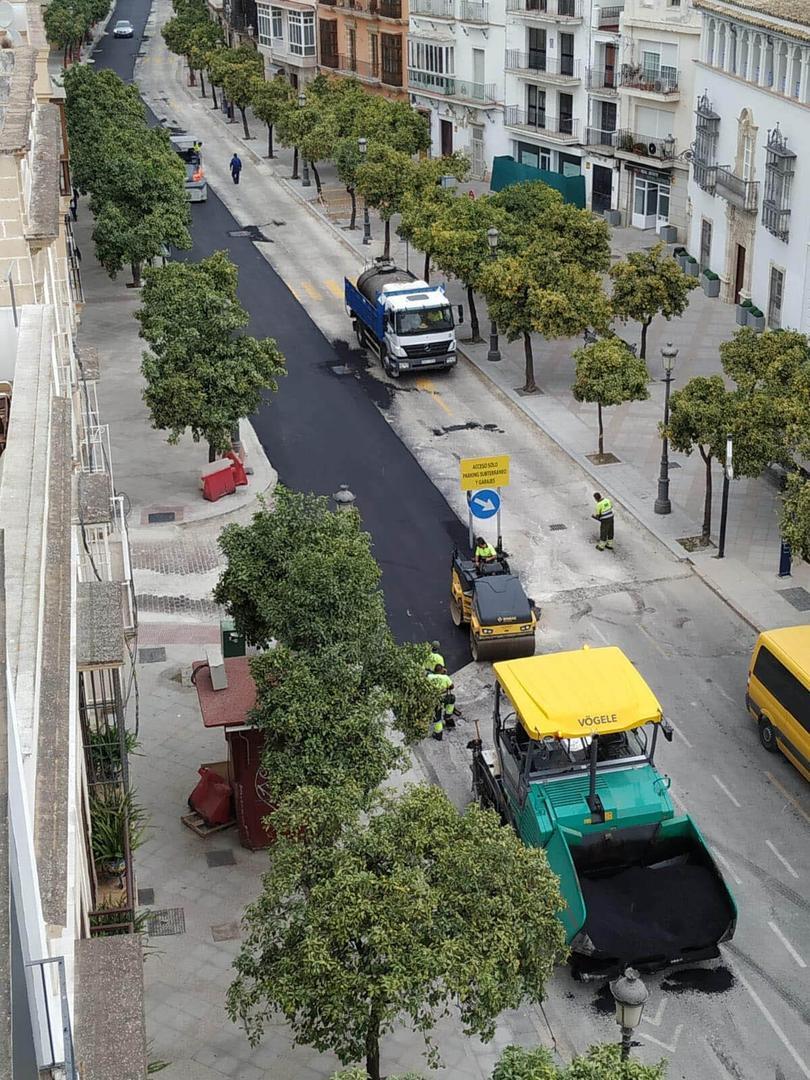Calle Corredera alquitranado marea negra Jerez centro