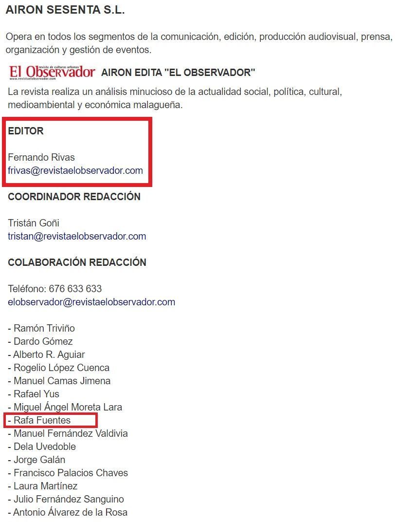 AIRON SESENTA SL revista el observador