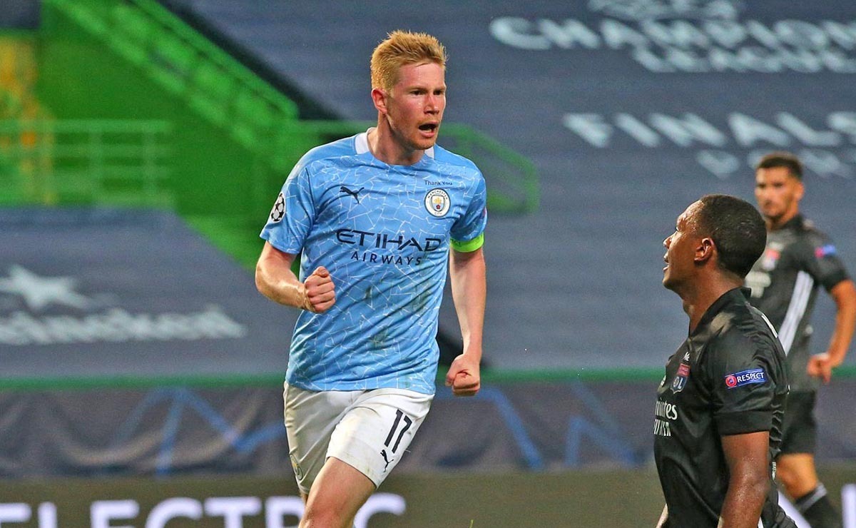 Kevin de Bruyne celebra un gol en la Champions League