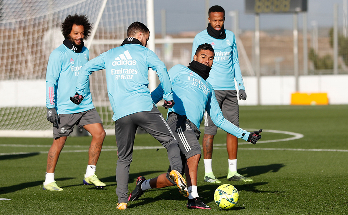Eden Hazard en un entrenamiento con el Real Madrid