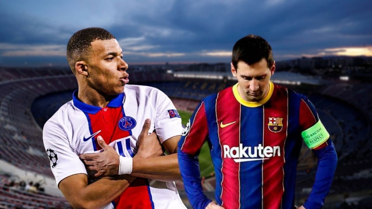 Lionel Messi y Kylian Mbappé FC Barcelona Champions League